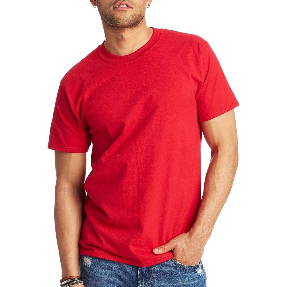 New Hanes Beefy-T Unisex Adult Small Heavyweight Cotton T-Shirt Deep Red Blank
